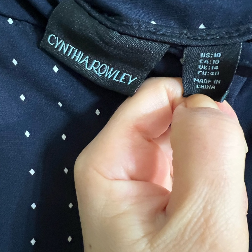 Excellent condition Cynthia Rowley women’s Navy & white Polka Dot Pants size 10 - Picture 2 of 3